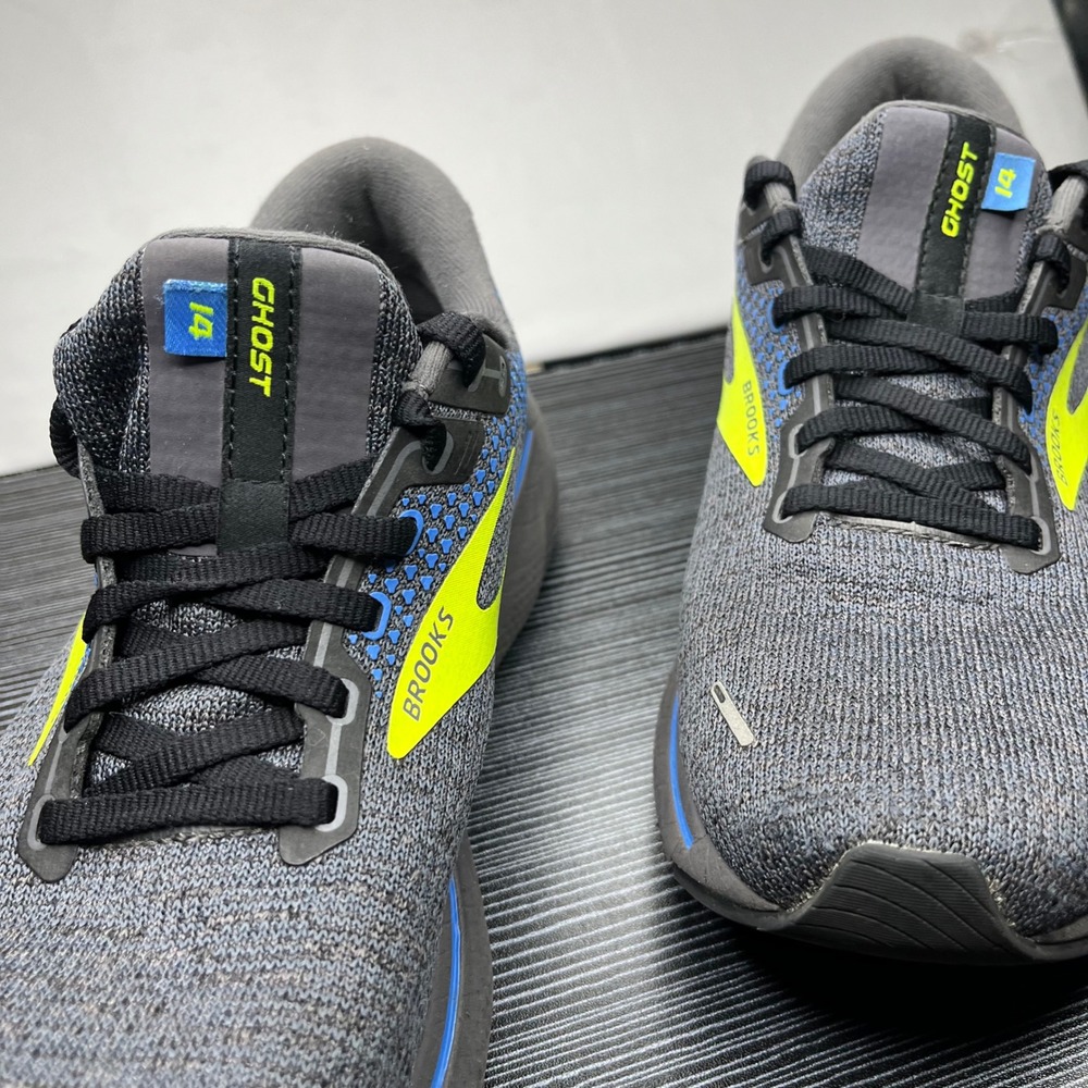 Brooks Running Shoes Ghost 14 Mens 9.5 Grey Lime Green Mesh DNA LOFT Sneakers - Picture 10 of 14